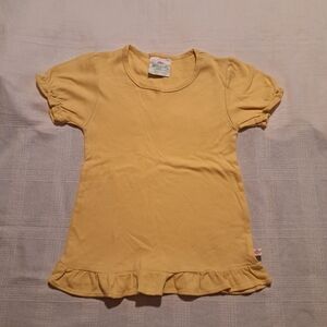 Lolly Wolly Doodle girls size 8/9 bright yellow ruffle edge short sleeve shirt